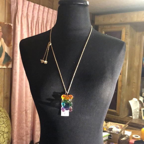 Sparkly Large Gummy Bear Slider Chain Long “Betsey Johnson” Necklace!!! 🐻 🐻 - Picture 3 of 17